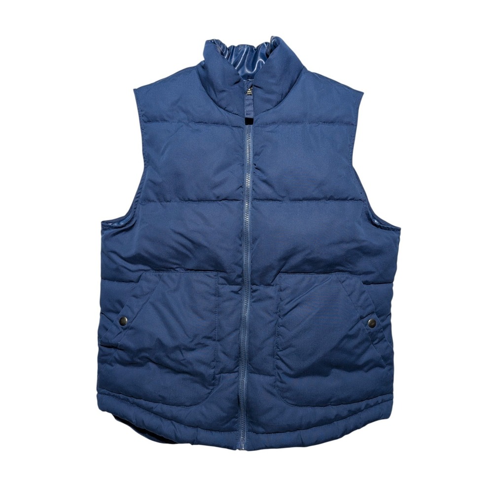 St Johns Bay Puffer Vest Mens Small Blue Quilted Insulated‎ Full Zip Casual